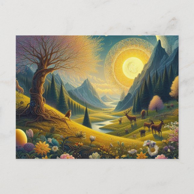 Willkommen Frühlingsmelodie auf der Equinox Postkarte (Vorderseite)