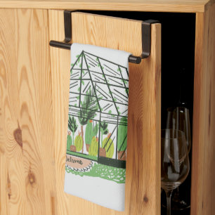 Willkommen Green House Botanische Kaktuspflanzen K Geschirrtuch