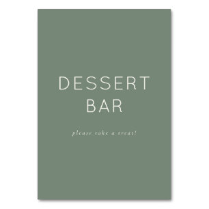 Willkommen Grün Minimalistisches Dessertbar-Schild Tischnummer