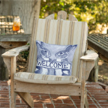 Willkommen Hasen Porch Decke Blau & Weiß