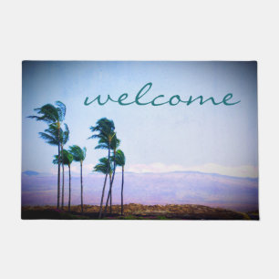 Willkommen Hawaii Palmen Bäume Lila Foto Fußmatte
