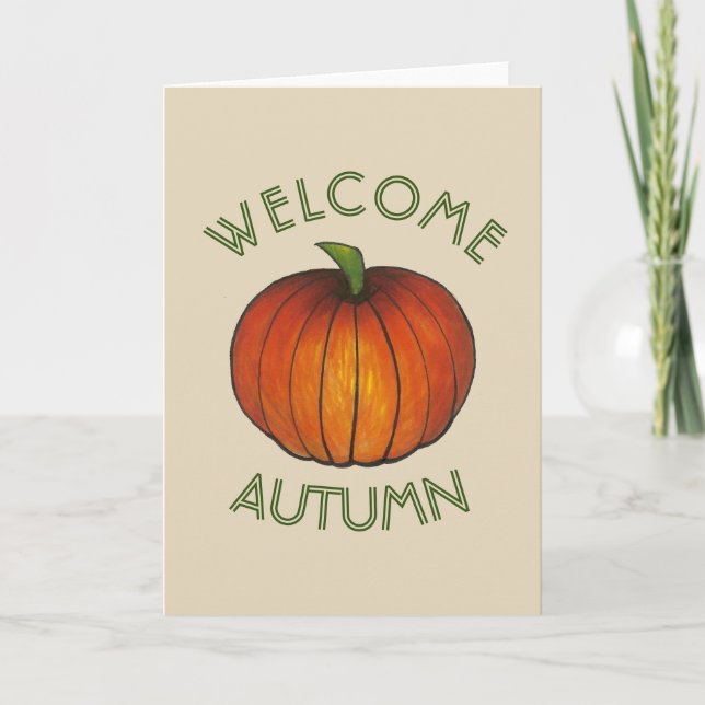 Willkommen Herbst Ernte Erntedank Pumpkin Feiertagskarte (Vorderseite)