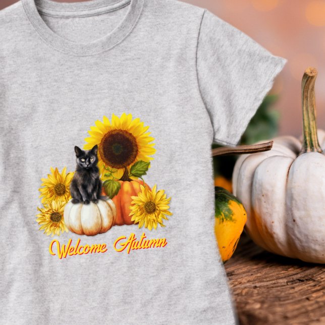 Willkommen Herbst Sonnenblumen Pumpkins T-Shirt (Von Creator hochgeladen)