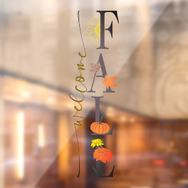Willkommen Herbstsaison Blätter Pumpkin Blume Busi Fensteraufkleber