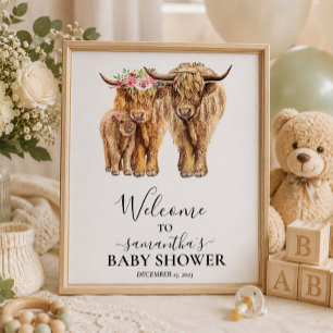 Willkommen Highland Cow Couples Baby Dusche Poster