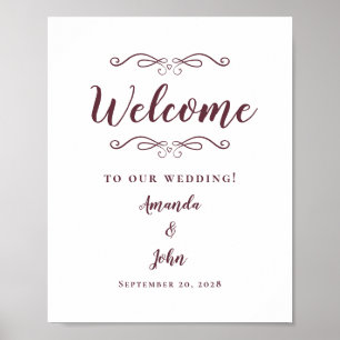 Willkommen Hochzeit Elegant Chic Kalligrafie Burgu Poster
