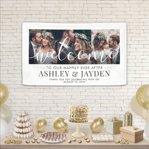 Willkommen Hochzeit Schick Einfach Skript 3 Foto-C Banner