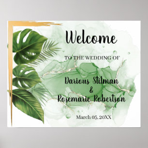 Willkommen Hochzeit Tropisches Palmzeichen Poster