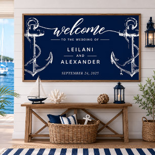 Willkommen Hochzeitsanker Navy Poster