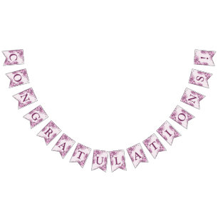 Willkommen Hochzeitsfeier Rosa Blume Elegante Mode Wimpelkette