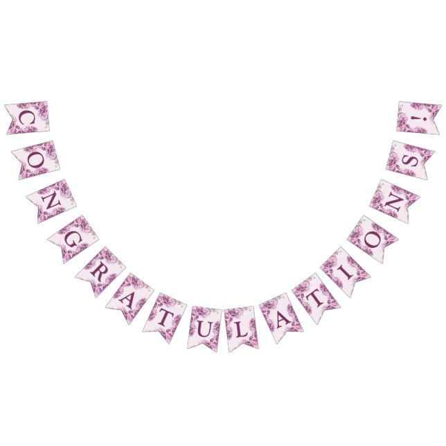 Willkommen Hochzeitsfeier Rosa Blume Elegante Mode Wimpelkette (Alle)
