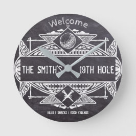 Willkommen im 19. Loch Runde Wanduhr