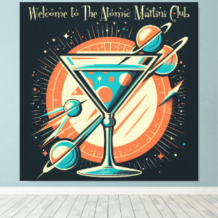Willkommen im Atomic Martini Club Space Age Leinwanddruck