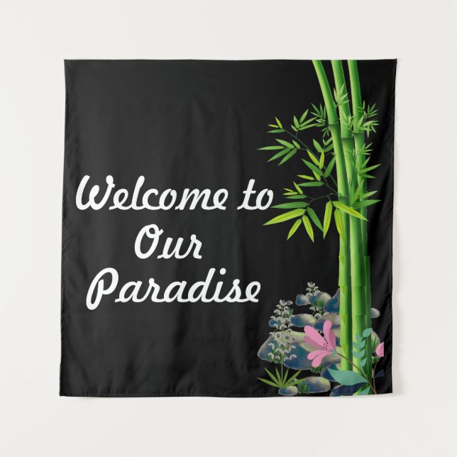 "Willkommen im Bamboo Paradise" Wandteppich (Vorderseite)
