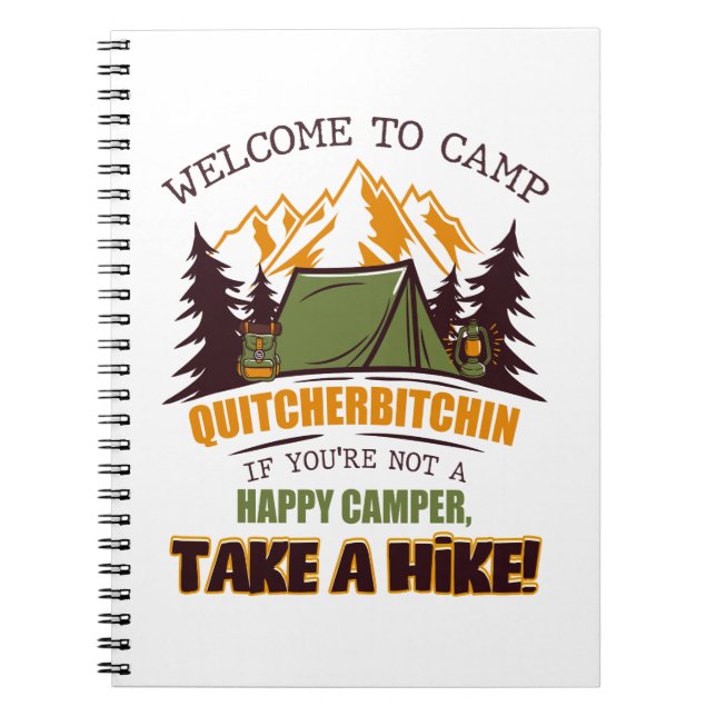 Willkommen im Camp Quitcherbitchin Happy Camper Notizblock (Vorderseite)
