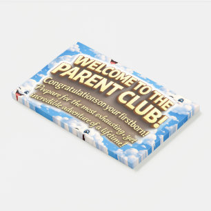 Willkommen im Elternclub, herzlichen Glückwunsch z Post-it Klebezettel