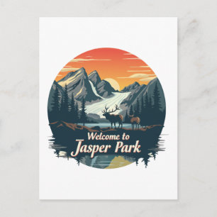 Willkommen im Jasper National Canadian Park Feiertagspostkarte