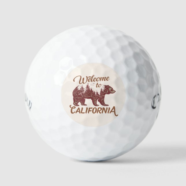 Willkommen im kalifornischen Bärenwald Golfball (Vorderseite)