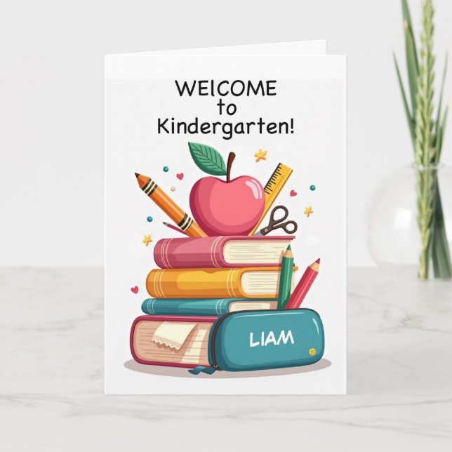 Willkommen im Kindergarten von Teacher Personalize Karte (Vorderseite)
