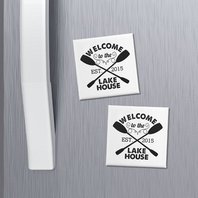 Willkommen im Lake House | Rustikal Personalisiert Magnet (Von Creator hochgeladen)