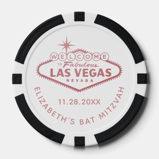 Willkommen im Las Vegas Casino Mitzvah Gefallen Pokerchips (Vorderseite)