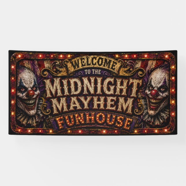 Willkommen im Midnight Mayhem Funhouse Banner (Horizontal)