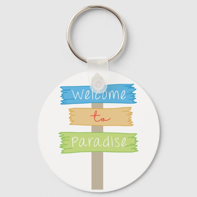 Willkommen im Paradies Schlüsselanhänger (Vorderseite)