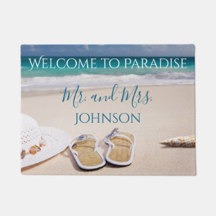 Willkommen im Paradise Beach Mr. und Mrs. Fußmatte