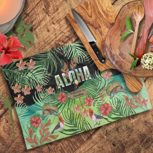 Willkommen im Paradise Tropical Hawaiian Geschirrtuch (Welcome to Paradise Tropical Hawaiian Kitchen Towel)