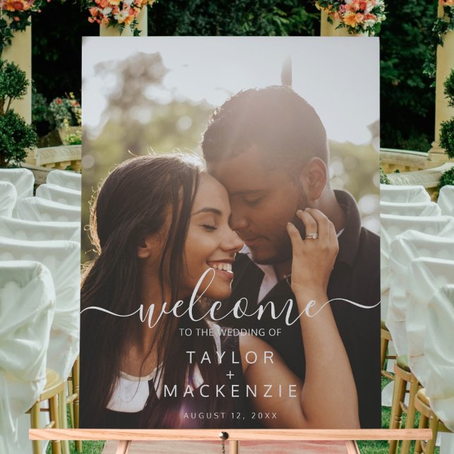 Willkommen im personalisierten Foto der Hochzeit Acrylschild (Welcome to the wedding personalized photo acrylic sign
from Ricaso. 
Add your own photo & text)