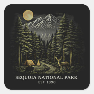 Willkommen im Sequoia National USA Park  Quadratischer Aufkleber
