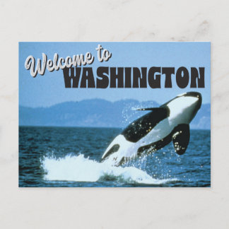 Willkommen im Staat Washington mit Orca Whale Postkarte