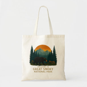 Willkommen im Stickerei Great Smoky Mountains Park Tragetasche
