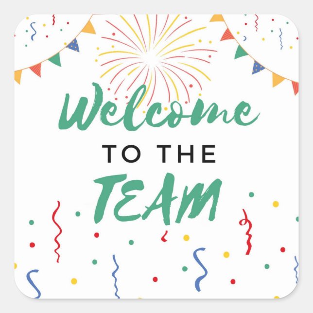 Willkommen im Team New Employees Job Willkommen Quadratischer Aufkleber (Vorderseite)