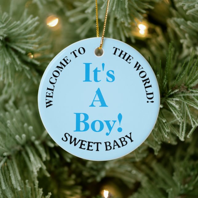 Willkommen im World Baby Boy Blue YEAR Keramik Ornament (Baum)