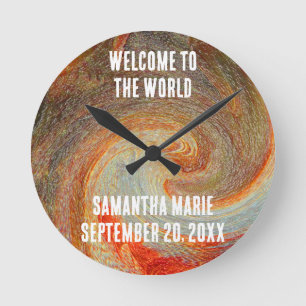 Willkommen im World Krawatte-Dye Brown Red Groovy Runde Wanduhr