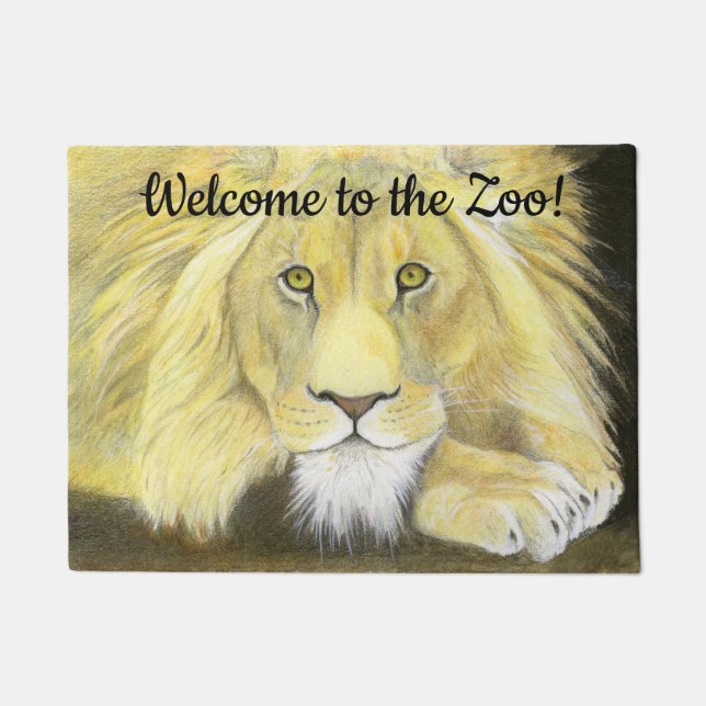 Willkommen im Zoo Lion Fußmatte (Vorderseite)