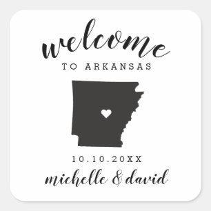 Willkommen in Arkansas   Brauchtum für Hochzeiten Quadratischer Aufkleber