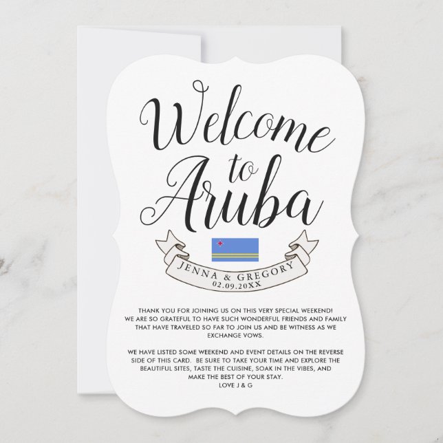 Willkommen in Aruba | HOCHZEIT IN URLAUBSORT Einladung (Vorderseite)