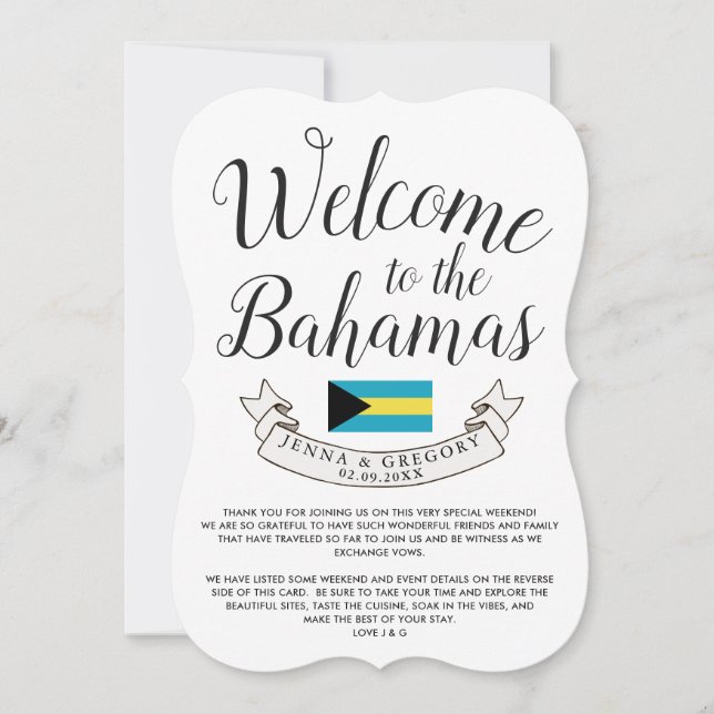 Willkommen in Bahamas | HOCHZEIT IN URLAUBSORT Einladung (Vorderseite)