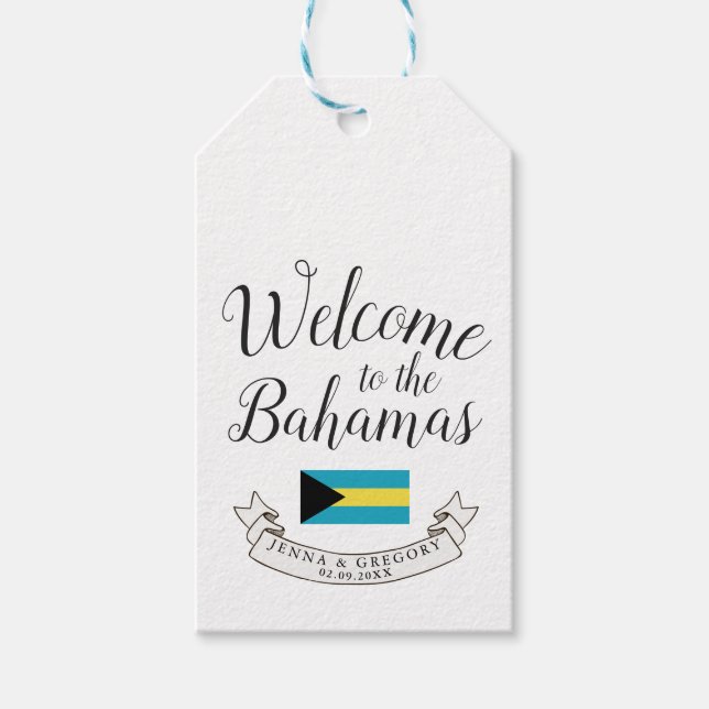 Willkommen in Bahamas | HOCHZEIT IN URLAUBSORT Geschenkanhänger (Vorderseite)
