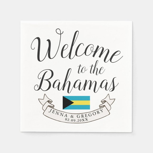 Willkommen in Bahamas | HOCHZEIT IN URLAUBSORT Serviette (Vorderseite)