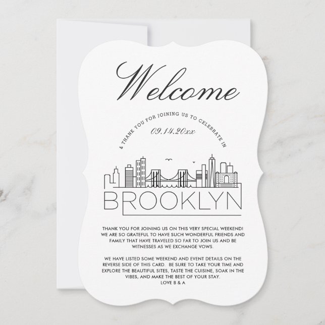 Willkommen in Brooklyn | Hotelgäste Details Einlad Einladung (Vorderseite)