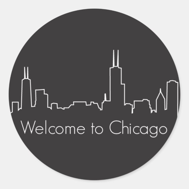 Willkommen in Chicago Runder Aufkleber (Vorderseite)
