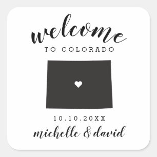 Willkommen in Colorado Gewohnheitsgefühl Quadratischer Aufkleber