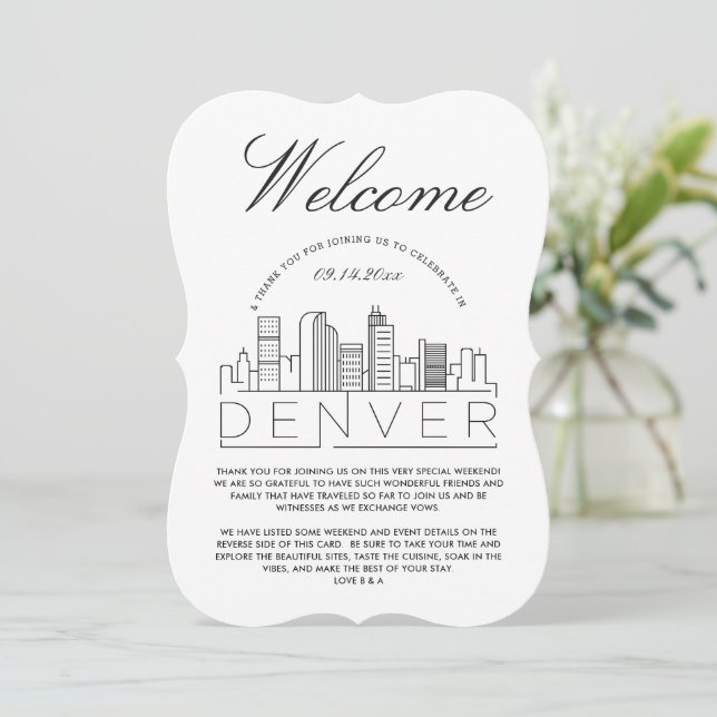Willkommen in Denver | Angaben zu den Gästen Einladung (Stehend Vorderseite)