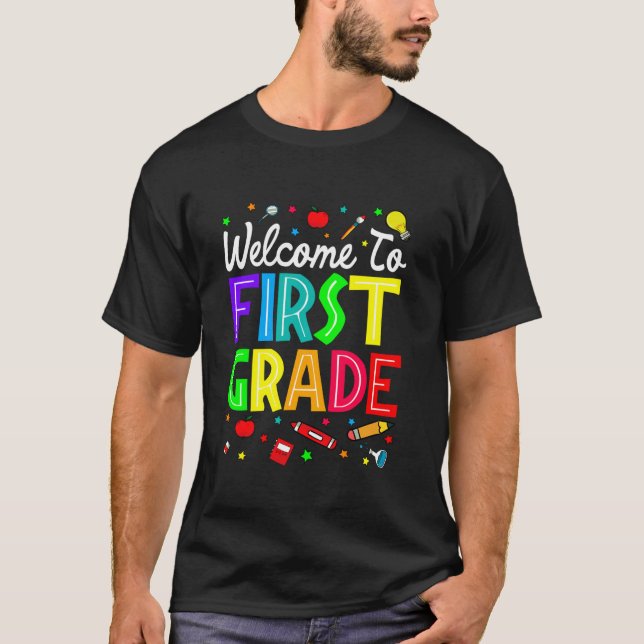 Willkommen in der ersten Klasse zurück zu den Lehr T-Shirt (Vorderseite)