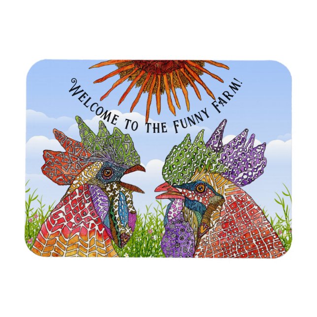 Willkommen in der Funny Farm Chickens Magnet (Horizontal)
