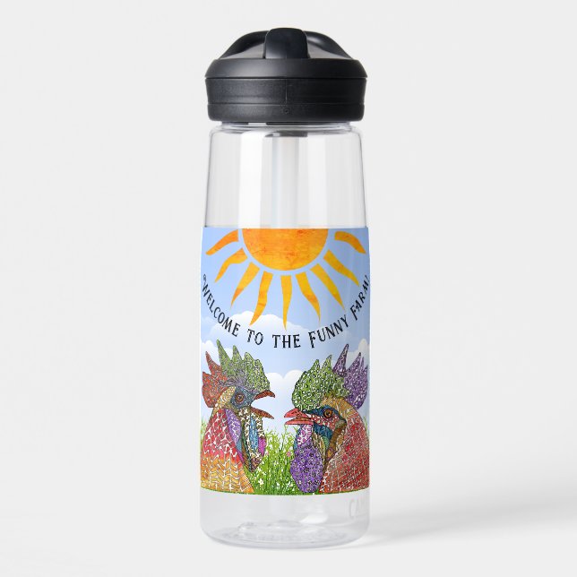 Willkommen in der Funny Farm Chickens Trinkflasche (Vorne)