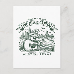 Willkommen in der Live Music Capital Austin City T Postkarte